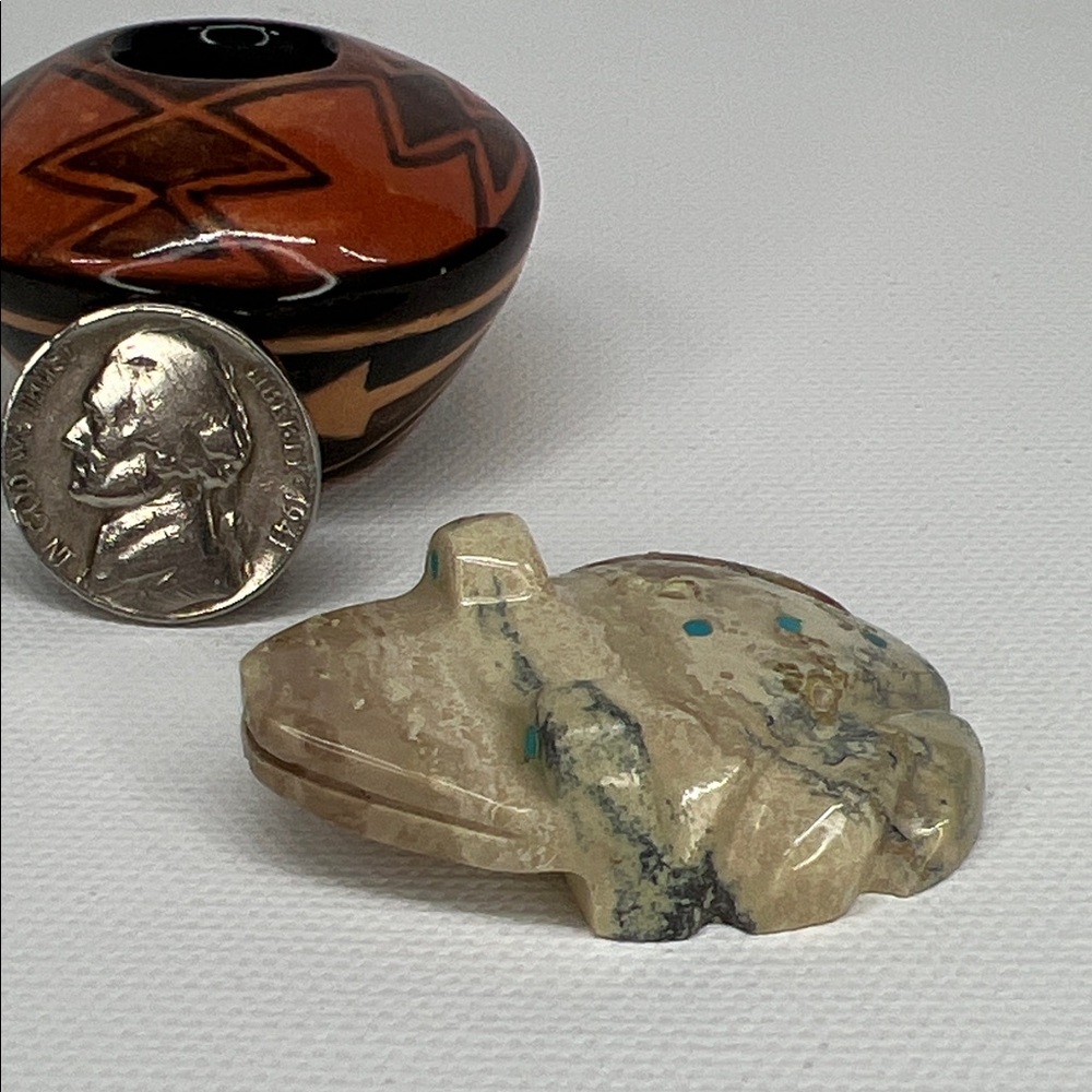 Handcrafted tan shades Stone Frog figurine.